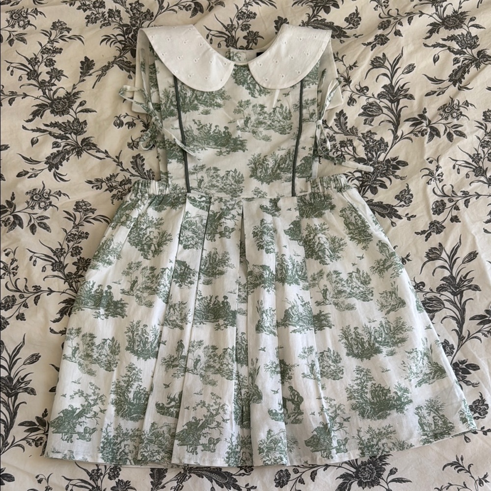 Charming Green and White Kids Dress